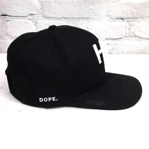 Higher Standards Black Dope White Embroidered Logo Cotton Snapback Hat - Picture 3 of 11